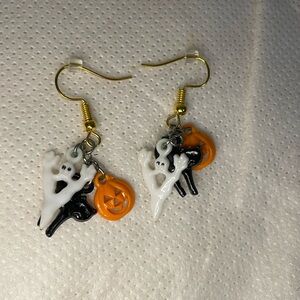 Womens Halloween 💀Ghost 👻 Black Cat 🐈‍⬛ and Pumpkin 🎃 Earrings